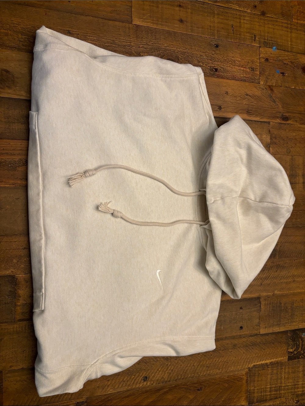 Nike Men's Cream Crewneck Hoodie with Subtle Swoosh